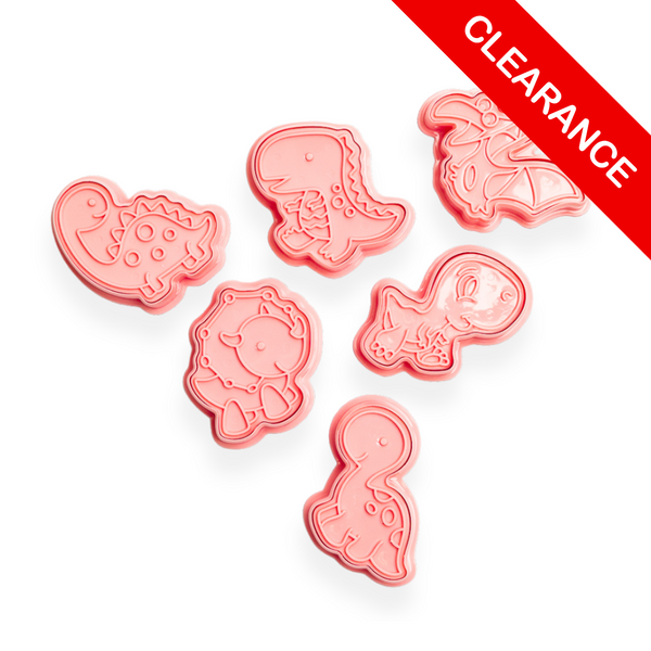 Cute Dino Cookie Shape and Stamp Set - 6 pcs