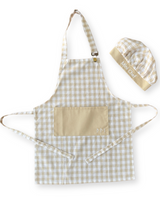 Kids 'Mini Chef' Apron & Hat - Gingham Beige