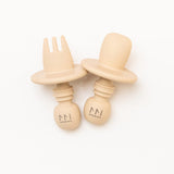 Baby's First Silicone Cutlery Set Spoons Montessori Mates Almond Sand 