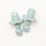 Baby's First Silicone Cutlery Set Spoons Montessori Mates Euca Green 