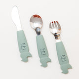 Soft Grip Toddler Cutlery Set - Spoon + Fork + Knife - Montessori Mates